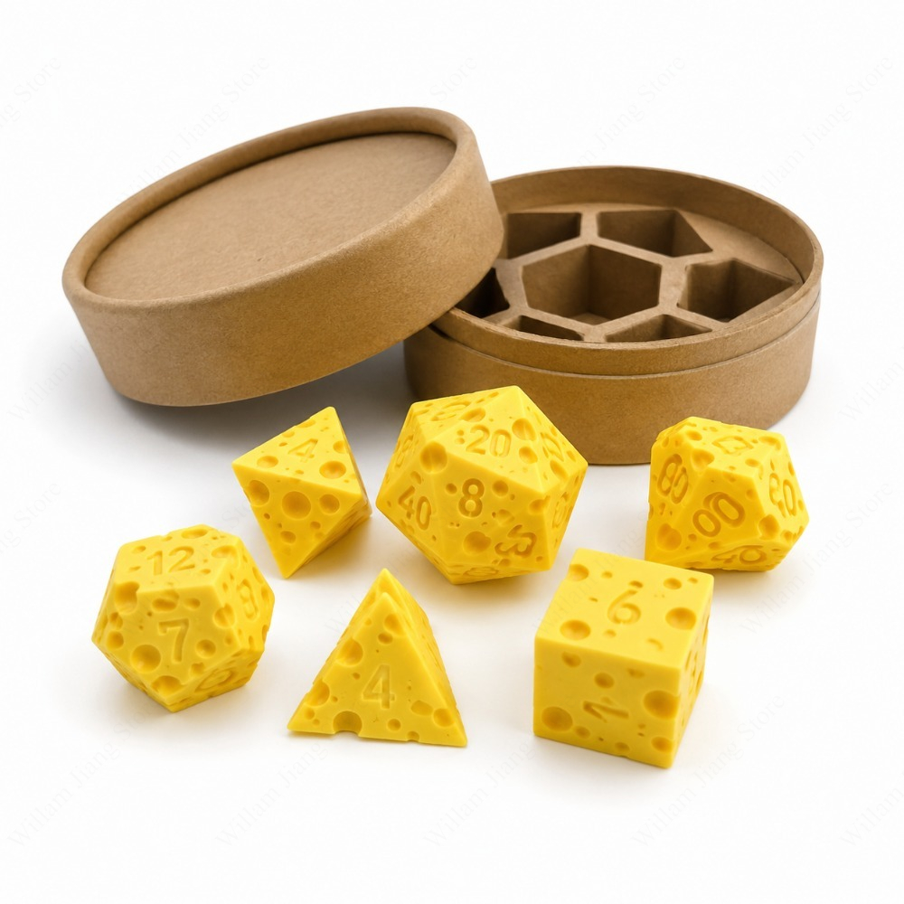 Party Games Easter For Family - 3D-Gedrucktes Käse-Würfelset mit D4 D20 Würfeln
