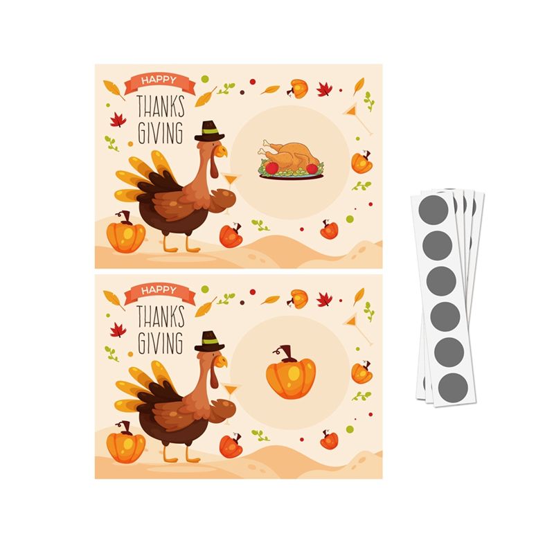 Party Games Using Cards - AT84-Thanksgiving Party Rubbelkarten mit Truthahnmotiv, festliche